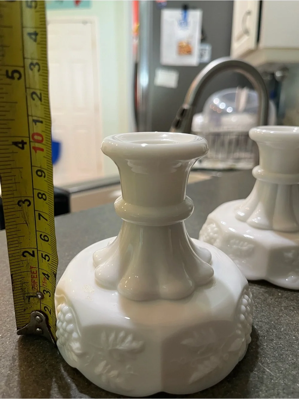 White Milk Glass Decorative Candle 2 Holders Classic Home Accents